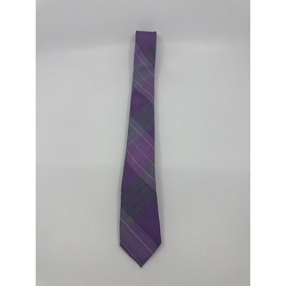 Calvin Klein Purple And Grey Plaid Slim Men's Neck Tie - Picture 1 of 11